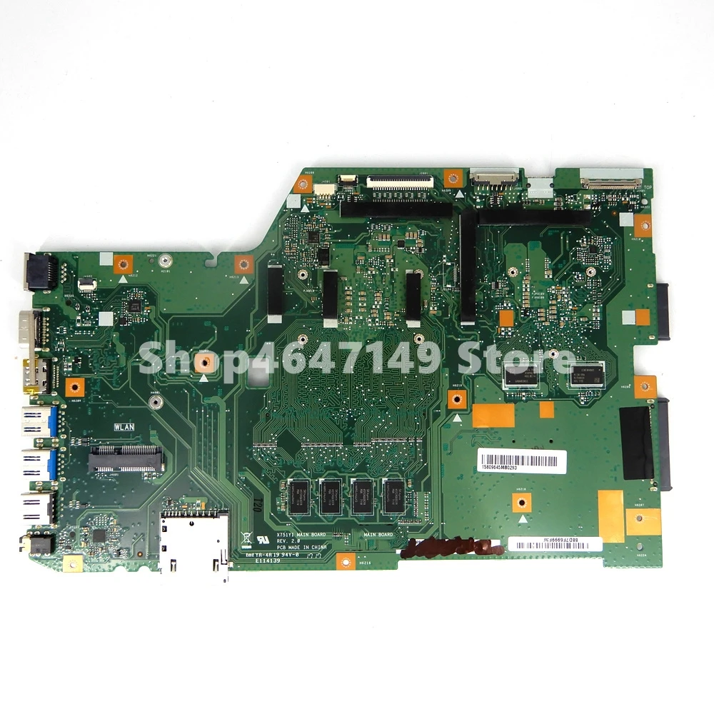 Материнская плата X751YI E1-7010 процессор 4 Гб ОЗУ для ASUS X751 X751Y X751YI Материнская плата ноутбука X751YI Материнская плата Тест ОК