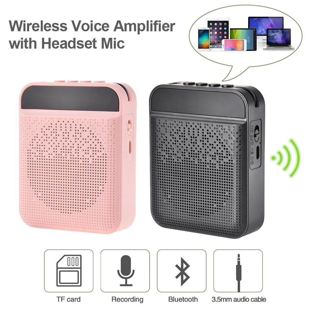 Portable Voice Amplifier with Mic Headphone Personal Microphone Speaker For Teachers Tour Guides Trainers