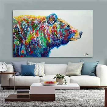 

Colorful Bear Animal Canvas Painting Posters And Prints Wall Art Pictures For Living Room Bedroom Modern Home Decor