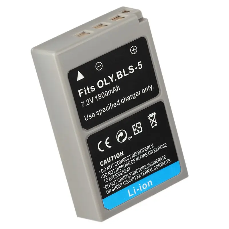 Для Olympus BLS-5 7,2 V 1800mAh батарея 2+ ЖК-экран USB зарядное устройство+ USB кабель#5