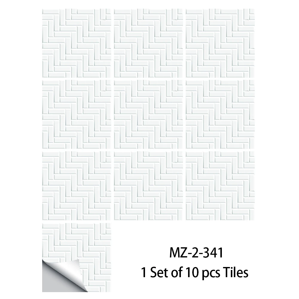 Description Picture 5 of item10pcs White Brick Tiles Sticker Kitchen Wardrobe Washbasin Decoration Wall Decals Self-adhesive Crystal Hard Film Art Wallpaper