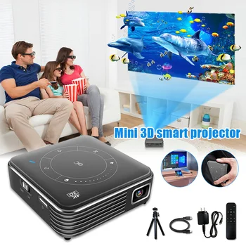 Kaufen Neue Heiße 3D Mini Hause Projektor Mit USB 2,0 Bluetooth 4K HD Screen WIFI 2,4G LED Licht
