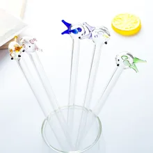 5 шт. милые рыбки красочные стеклянные соломинки молочный коктейль Замороженные домашние многоразовые питьевые термостойкие экологические соломинки LA102