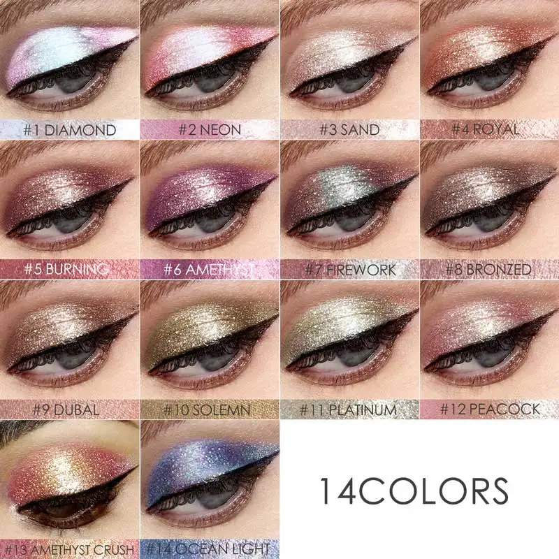 Focallure Diamond 14 colori Shiny Glitter Eyeshadow Makeup Waterproof White Nude Pink Red Eye Shadow Liquid Eyeshadow Makeup