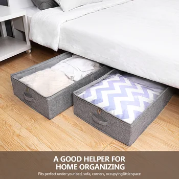 

2pcs Under-bed Storage Bag Eco-friendly Multi-functional Under Bed Clothes Organizers Zippered Underbed Storage Pouches Bedroom
