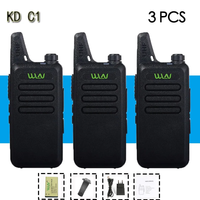 3PCS 3 шт. WLN KD-C1Mini портативная рация UHF 400-470 МГц 5 Вт 1500 мАч с 16 каналами тонкий любительский портативный приемопередатчик - Цвет: 3PCS