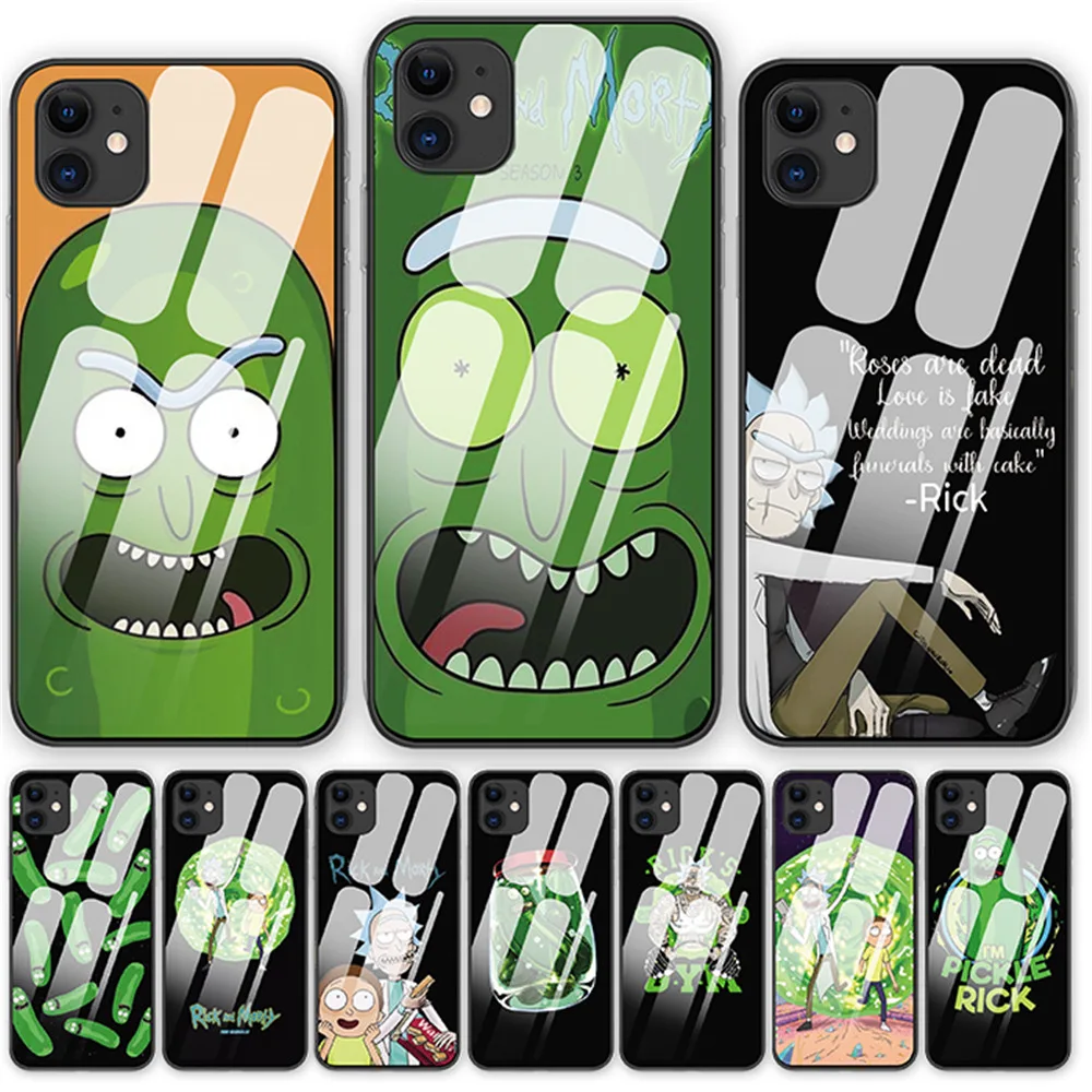 Новые чехлы Rick and Morty для iphone 7 8 6 6S Plus Роскошный чехол из закаленного стекла для телефона iphone 11 11Pro X XR XS MAX