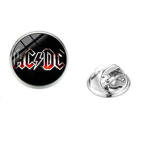 SONGDA Harajuku AC/DC рок группа нагрудные булавки хип хоп красный логотип ACDC стекло с принтом купол металлические броши для фанатов модные аксессуары - Окраска металла: Style 9