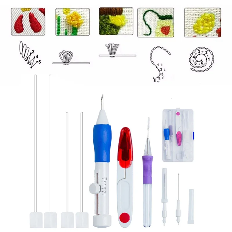 

Magic DIY Hand Embroidery Pen Patch Knitting Sewing Tool Kit Punch Needle TUE88