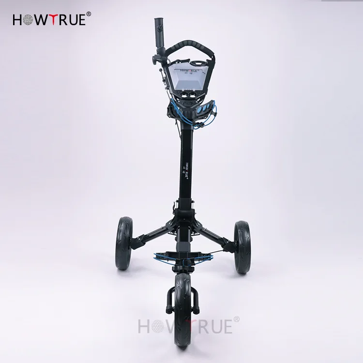 3 Wheel Golf Push Cart,Lightweight Foldable Golf Cart with Adjustable Push Handle and Scorecard, Swivel Foldable Trolley