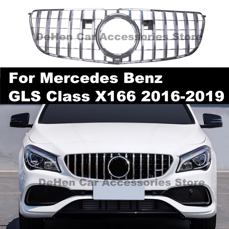 Для GLS Class X166 2016 2019 GTR Передняя решетка для гонок верхняя GT стиль с Camer SUV GLS350 GLS400 GLS500