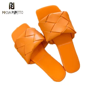 

Square Toe Woven flat Slippers Women 2020 Summer Outdoors Sandals Women Casual Beach Shoes Woman fliipflops multicolor plus size