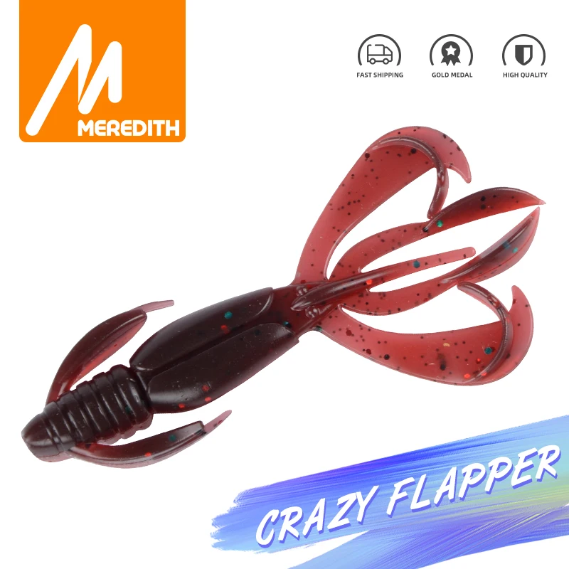 MEREDITH 70mm 90mm Crazy Flapper Fishing Soft Lures Silicone Baits