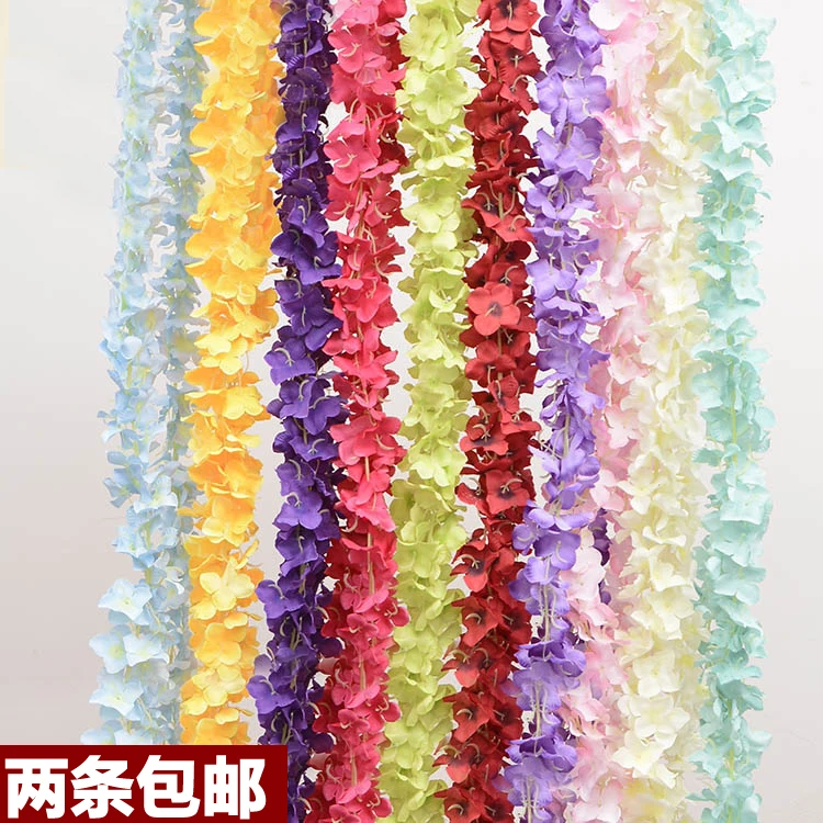 

the wall hanging flower of Violet Cymbidium Wisteria strings of vines to decorate silk flowers for wedding celebration