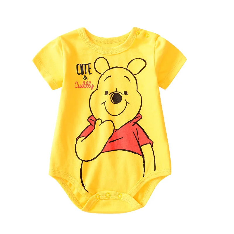 Одежда для малышей с Микки, хлопок, комбинезон унисекс, для маленьких мальчиков и девочек, с короткими рукавами, летняя Милая одежда с рисунком медведя, Тигра для малышей 0-24 месяцев