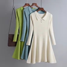 HLBCBG – robe pull épaisse courte pour femme, tricot élégant, slim, mini, chic, sexy, collection automne hiver