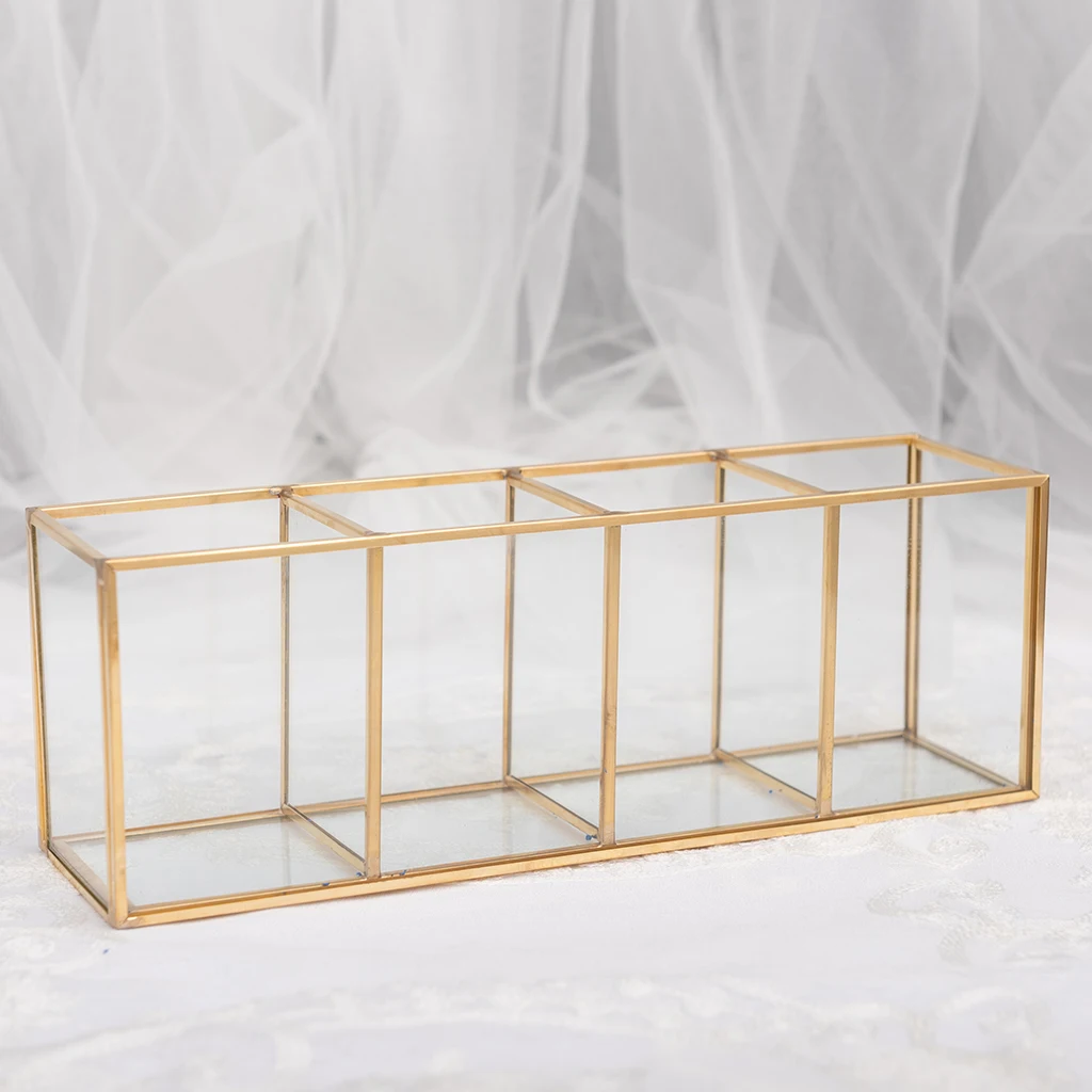 Clear Glass Makeup Brush Holder Cosmetic Storage Case Lipstick Holder Desk Organizer Cosmetic Make Up Organizer Makeup Tools 6