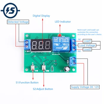 

DC 12V Under-Voltage Protection Module for Battery Charge/Discharge Controller for 1pc 0V-99.9V Battery LED Digital Tube Display