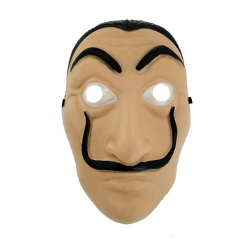 

100Pcs Halloween La Casa De Papel Face Mask Salvador Dali The House of Paper Movie Money Heist Mask Realistic Party Cosplay Mask