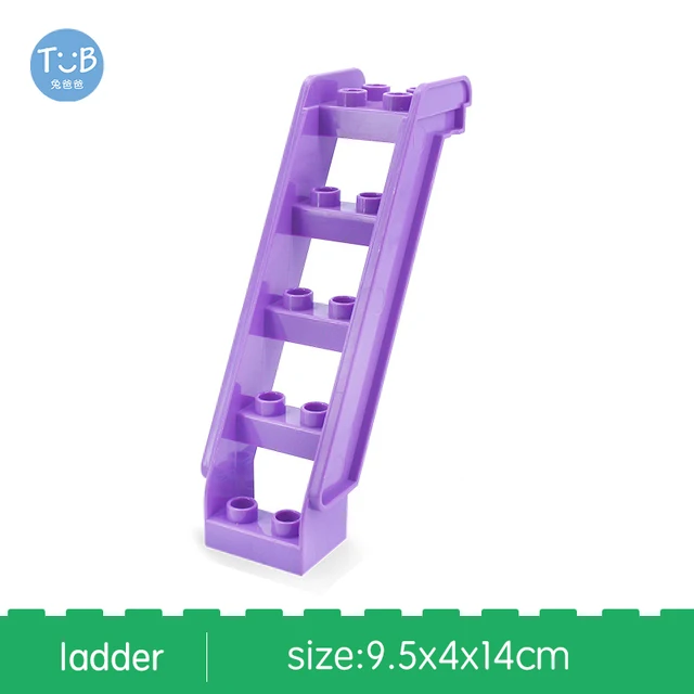 Blocks Amusement Park Accessory Slide Ladder Swing Seesaw Carousel Big Large-particle City Building Children's Gift Bricks Toy ladder purple