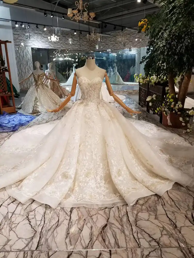 wedding dresses with long trains and veils