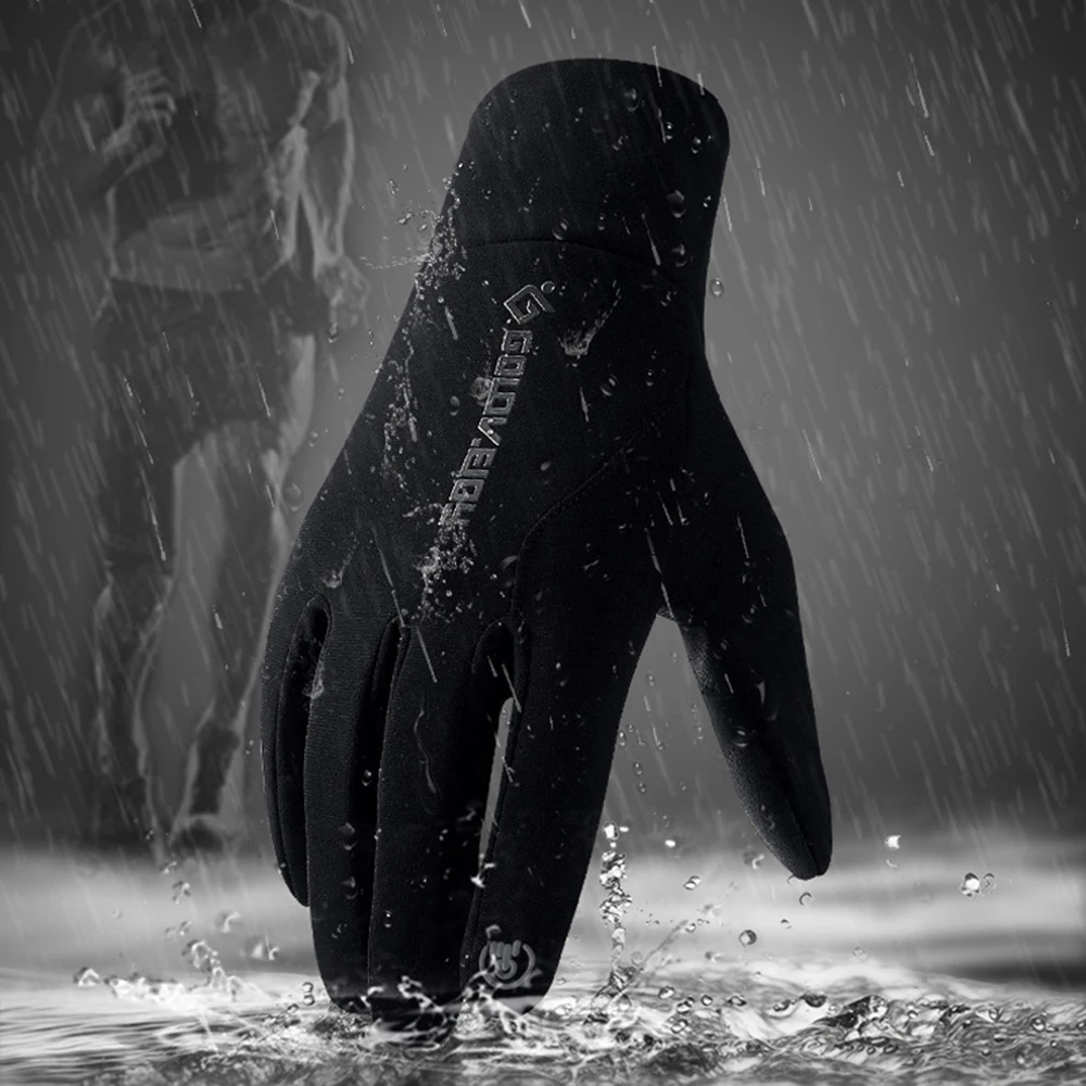Зимние мужские Нескользящие Водонепроницаемые кожаные перчатки с сенсорным экраном для альпинизма, езды на открытом воздухе, вождения, теплые перчатки