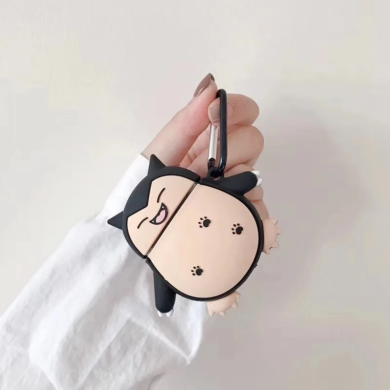 3D чехол Snorlax для AirPods милый мультяшный чехол для наушников для Apple Airpods 2 милые аксессуары Защитная крышка с брелком
