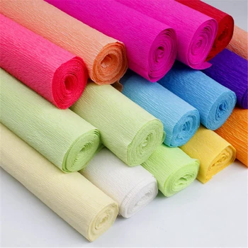 

10pcs 250*50CM Gift Wrapping Paper Felt Paper Flower Colored Crepe Paper Roll Decoration Craft Wedding Flower DIY