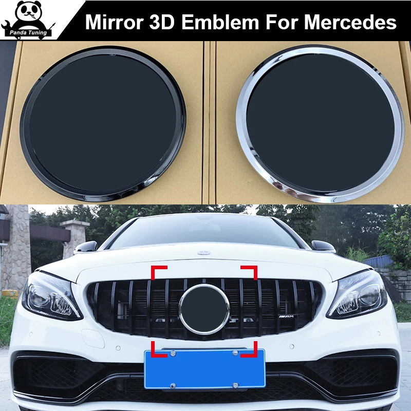 

3D Mirror Gloss Front Grille Badge Chrome Black Emblem for Mercedes Benz A B C E R X GLA GLB GLC GLE CLS V260 vito Class
