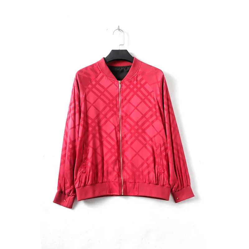 

2019 Autumn New Style Women's Real Silk Jacket Casual Coat Origional Large Size Middle-aged WOMEN'S Top