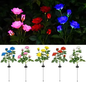 

2020 NEW Solar Rose Flowers Lights Waterproof LED Lawn Lamp For Outdoors Garden Patio Backyard Decoration Led Solar Rose Light