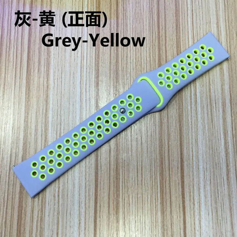 22 мм 20 мм спортивный ремешок для samsung galaxy Watch 46 мм 42 мм gear S3 Frontier классический ремешок huami amazfit bip huawei GT 2 - Цвет ремешка: gray yellow
