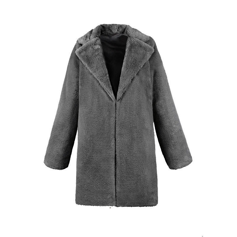 dark gray FIONTO осень зима элегантное розовое мохнатое Женское пальто из искусственного меха уличная теплая плюшевая шуба для женщин размера плюс вечерние шубы - Цвет: dark gray