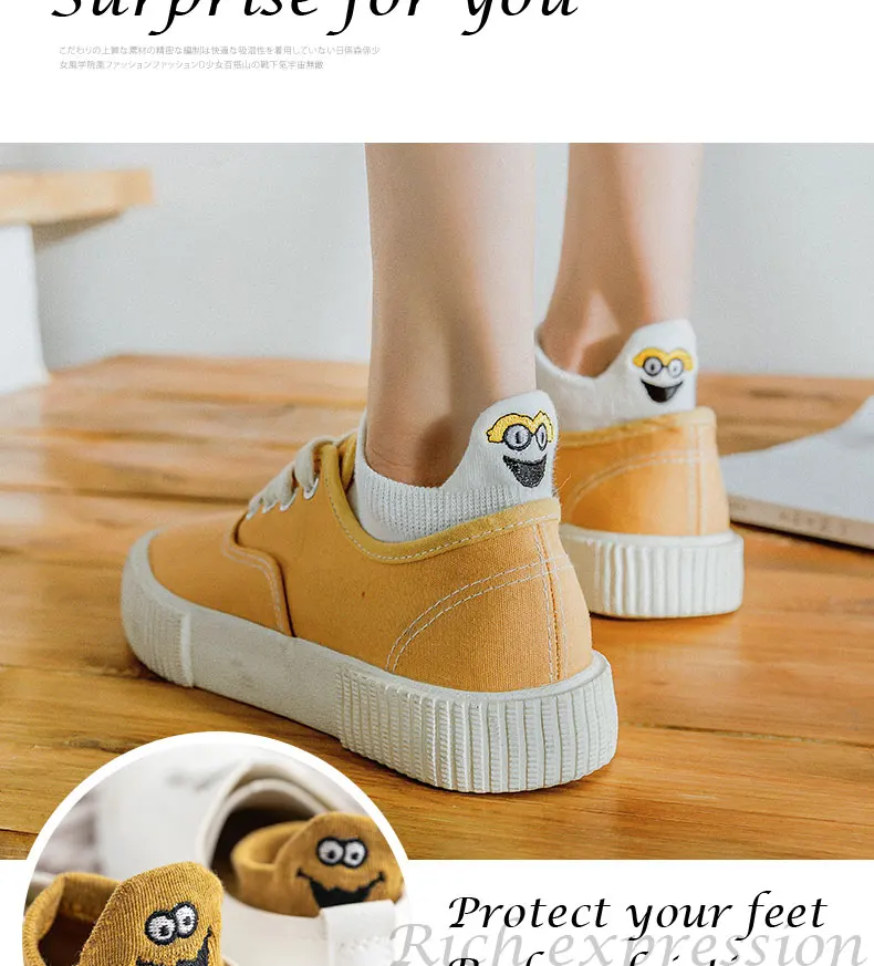 Dropshopping Kawaii вышитые экспрессии женские носки счастливые Модные ботильоны забавные Женские носочки Короткие хлопковые мужские носки тапочки