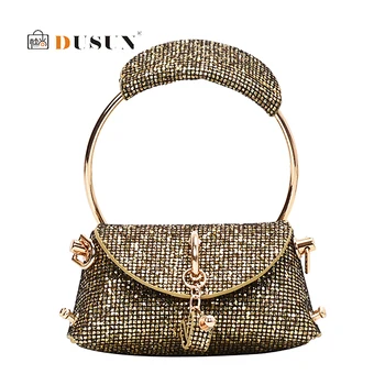 

Metal Ring Tote Handle Female Mini Tote Bag Shoulder Women Leather Women's Handbag Chain Purse Designer Messenger Crossbody Bag