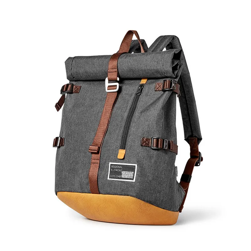 UIYI Design Fashion Men Backpacks Street Casual Laptop Grey Polyester Bag School College Travel Women Backpack 190040