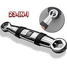 Jeu de clés universelles 23 en 1, cliquets réglables, 7 19mm, CR V clés, multi outils manuels flexibles pour la réparation de voitures