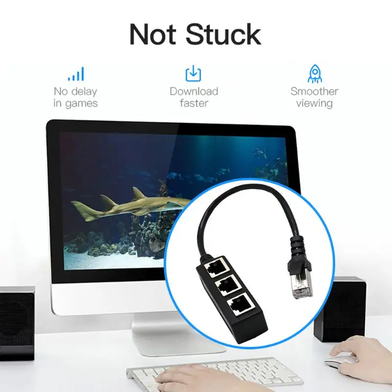 LAN Ethernet сеть RJ45 разъем 1 Мужской до 3 Женский сплиттер адаптер удлинитель для ПК компьютер сетевой кабель