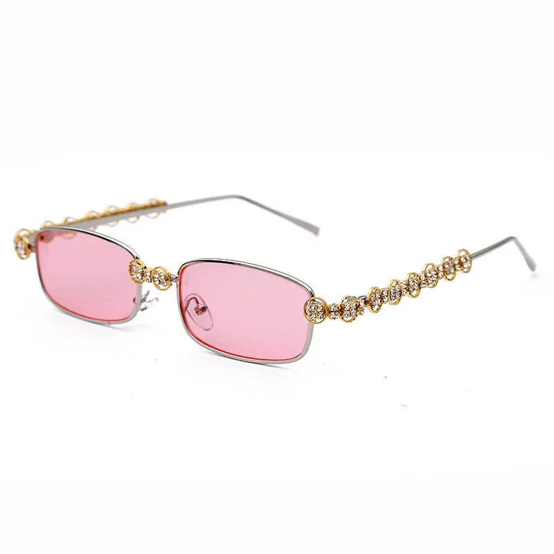 Прямоугольные стразы, солнцезащитные очки для женщин, модные, стимпанк, алмаз, солнцезащитные очки, кристалл, Ретро стиль, очки, UV400 Oculos