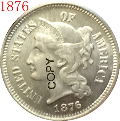 США(1865-1889) 26 монет три цента никеля копии монет - Цвет: 1876
