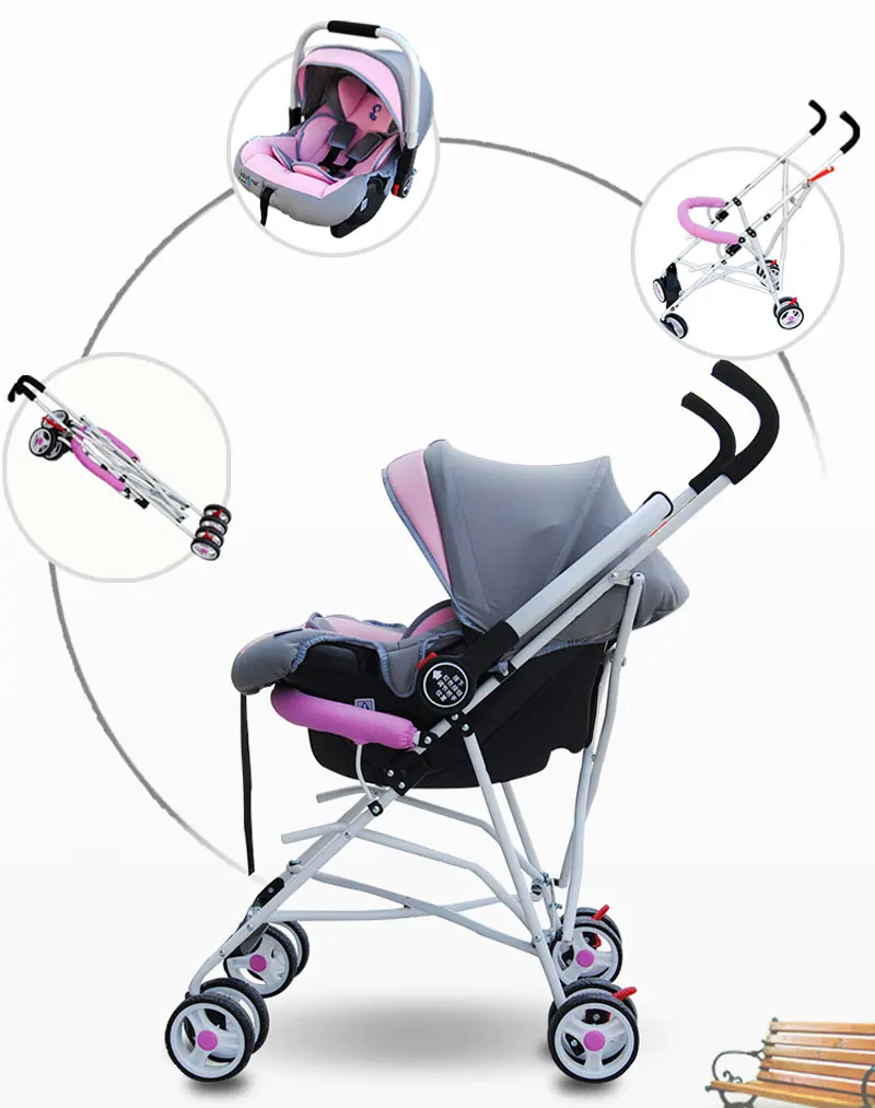 Portable Infant Baby Sleeping Basket Newborn Cradle Car Safety Seat Baby Stroller 2 In 1 Folding Travel System Pram Pushchair