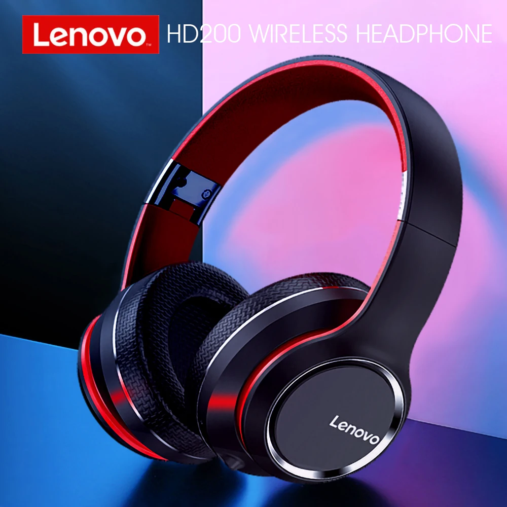 Lenovo HD200 Bluetooth Headset Wireless Computer Headphone BT5.0 Long Standby Life With Noise Cancelling for iPhone12 11 pro max