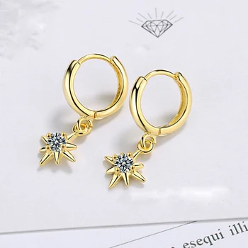 

Women's Fashion Bohemia Shiny Hoop Earrings Small Huggies With Crystal Flash Pendants White/Gold Earring Jewelry For Lady Girls