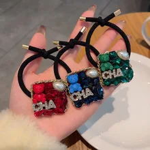 

Rhinestone Hair Tie Clip for Women Girl Bear Animal Elastic Bands Rubber Korean Cute Accessories Handmade Wholesale