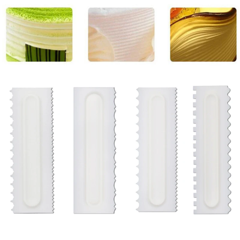 

Cream Smoother Fondant Spatulas Pastry Icing Combs Cake Decorating Comb Baking Accessories Cake Scraper 1Pcs White Plastic