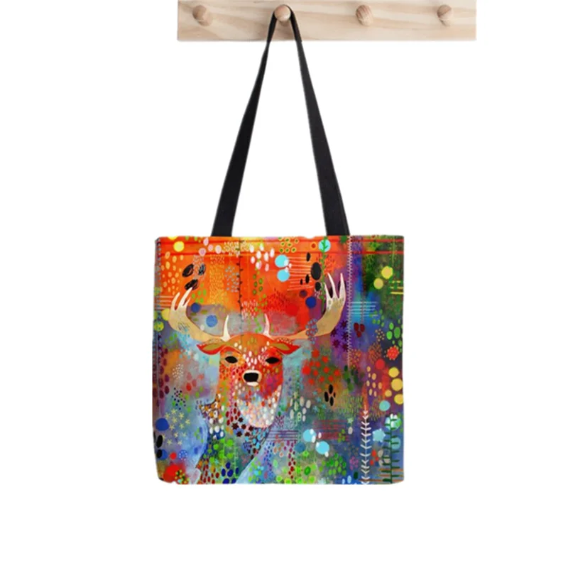 2021 Shopper Doe a Deer Printed Tote Bag women Harajuku shopper Funny handbag girl Shoulder shopping  Lady Canvas Bag