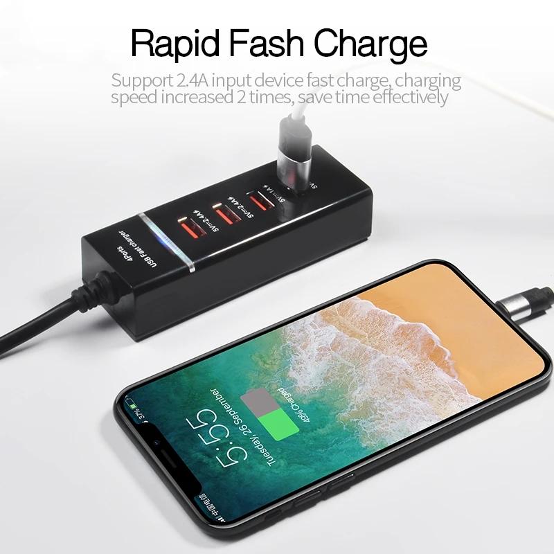 Зарядное устройство FDGAO 4 USB для iPhone 11 Pro X XS XR 8 7 6 Xiaomi samsung Redmi Быстрая зарядка настенный адаптер для путешествий зарядное устройство для мобильного телефона