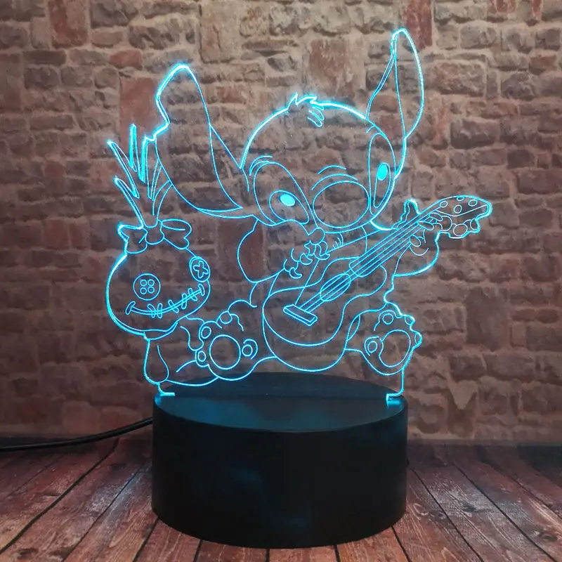 Мигающая модель стежка Figma juguetes 3D иллюзия светодиодный светильник 7 красочных сменных настольная ночник Лило и стежок фигурка игрушки