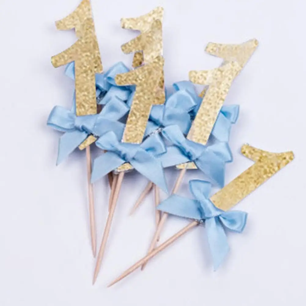 10Pcs Number 1 Bowtie Cake Topper Wedding Baby Shower Birthday Party Decoration | Дом и сад