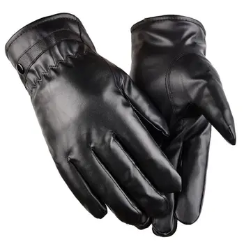 

Women Winter Faux Leather Full-Hand Touchscreen Gloves Plush Lined Warm Mittens